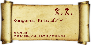 Kenyeres Kristóf névjegykártya