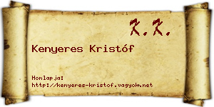 Kenyeres Kristóf névjegykártya
